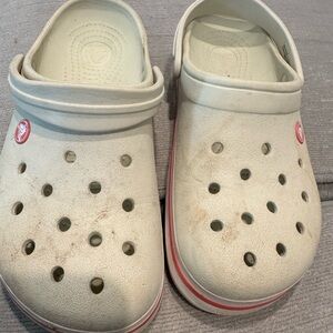 CROCS White Clogs with pink Trim